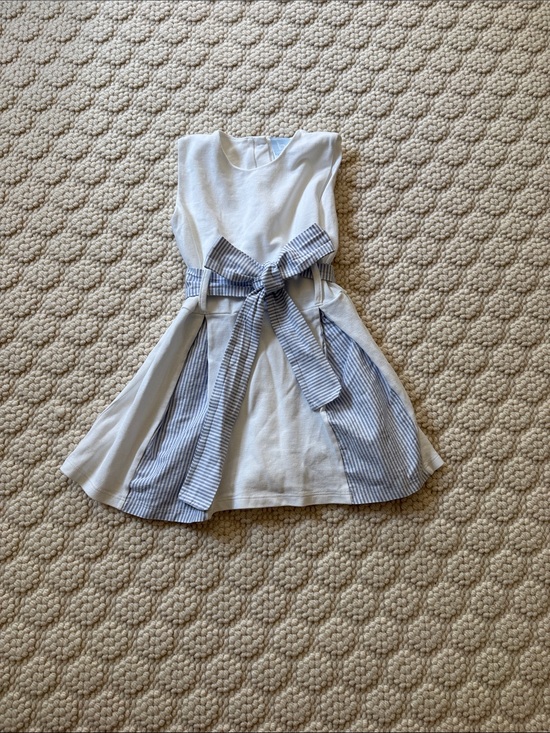 bella bliss Other - NBW Bella Bliss White Dress with Blue Stripe Bow Accent